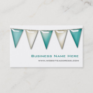 Blue/Creme Party Banner: Party Business Cards Visitenkarte