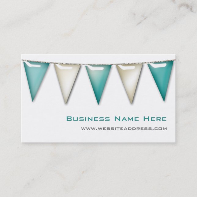 Blue/Creme Party Banner: Party Business Cards Visitenkarte (Vorderseite)