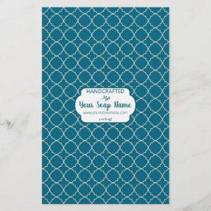 Blue & Creme Quatrefolie Design Seifenspulpapier