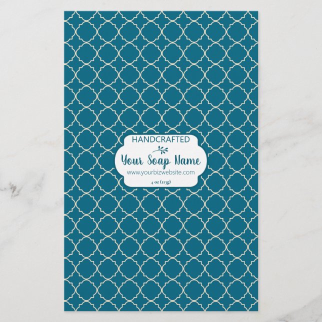 Blue & Creme Quatrefolie Design Seifenspulpapier (Vorderseite)