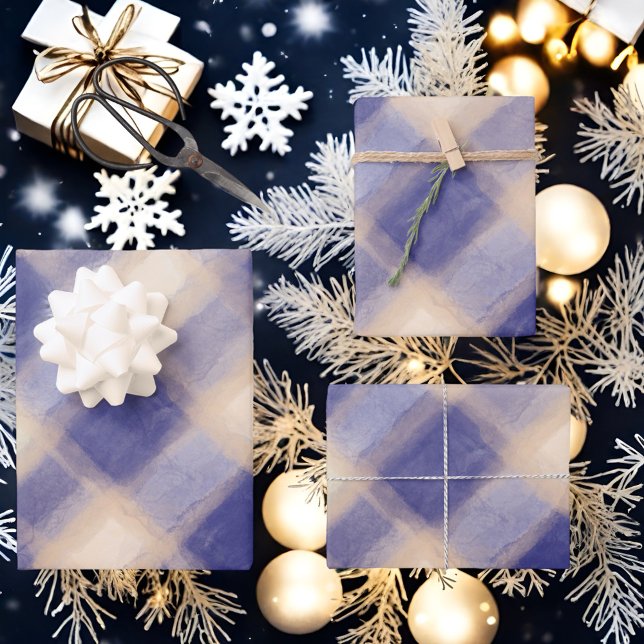 Blue Creme tartan kariert Bauernhof rustikal Gingh Geschenkpapier Set (Von Creator hochgeladen)