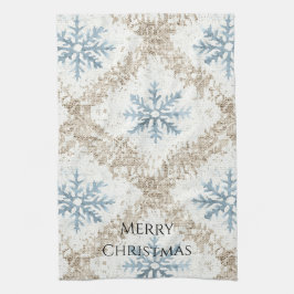 Blue Creme Weihnachten Schneeflocken Geschirrtuch