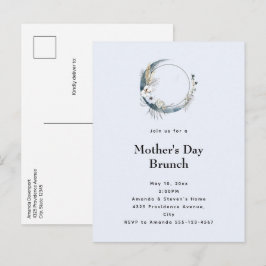 Blue Crescent Moon Mother's Day Brunch Einladungspostkarte