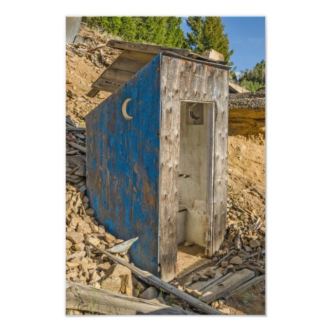 Blue Crescent Moon Outhouse - Privy Fotodruck (Vorne)