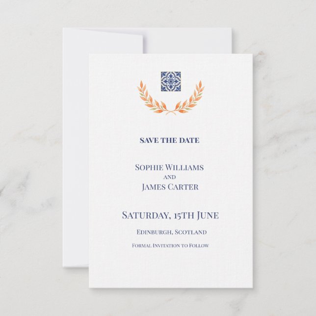 Blue Crest Hochzeit Save The Date (Vorderseite)