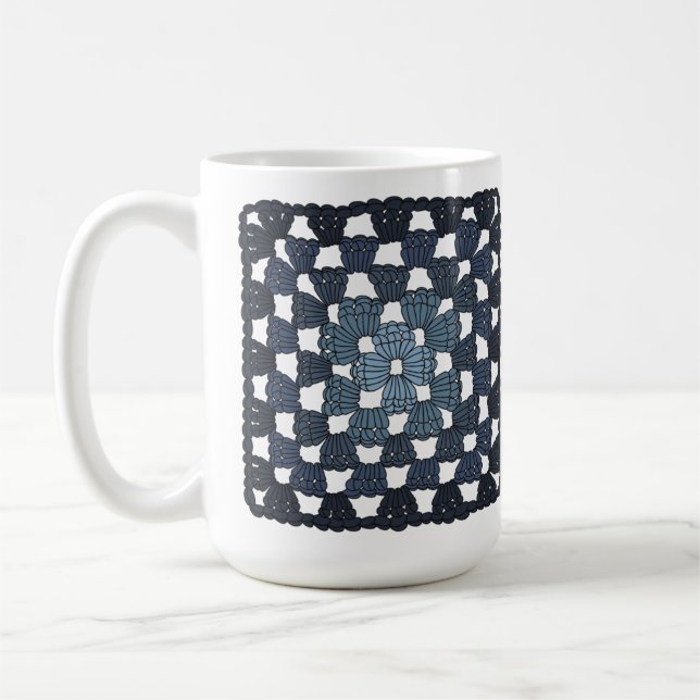 Blue Crochet Granny Square Coffee Mug Kaffeetasse (Links)