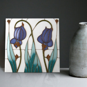 Blue Crocus Wall Deco Fliese