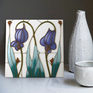 Blue Crocus Wall Deco Fliese