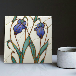 Blue Crocus Wall Deco, Jugendstil Art Deco Fliese