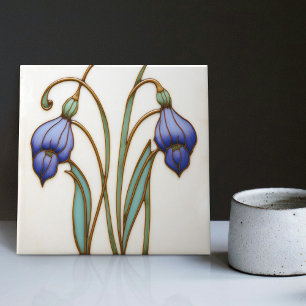 Blue Crocus Wall Deco, Jugendstil Art Deco Fliese