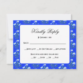 Blue Crocus Wedding RSVP Card Karte