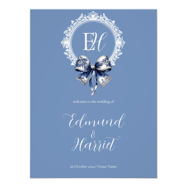 Blue Croquette Inspiriert Begrüßungszeichen Fotodruck (Vorne)