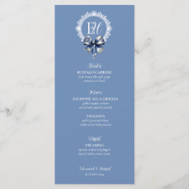 Blue Croquette Inspirierte Wedelmenükarte Menükarte