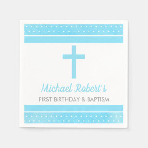 Blue Cross Boy Baby Taufe Erster Geburtstag Serviette