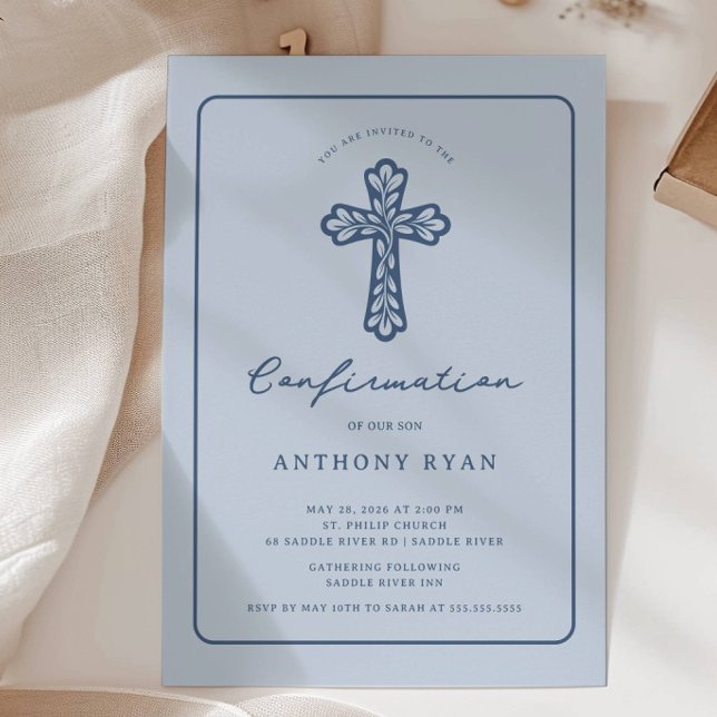 Blue Cross Confirmation Invitation Einladung (Von Creator hochgeladen)