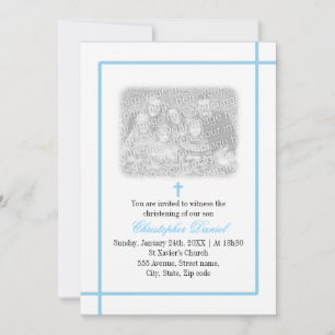 Blue Cross Foto Christening Einladung
