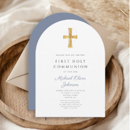 Blue Cross Religious Boy First Heilige Kommunion A Einladung