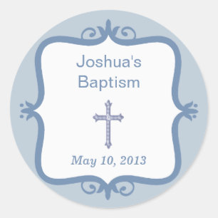 Blue Cross Taufen Round Sticker