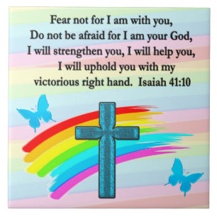 BLUE CROSS UND BUTTERFLY ISAIAH 41:10 FLIESE