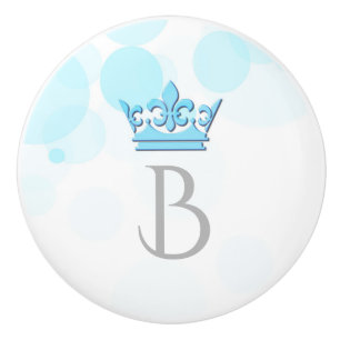 Blue Crown & Dots Royal Personalisiert Letter Knob Keramikknauf
