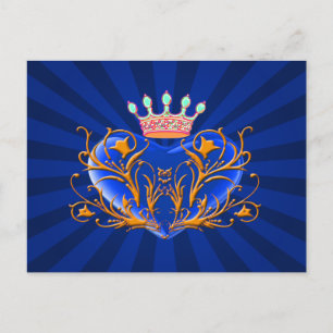Blue Crown Filigree Herzpostkarte Postkarte