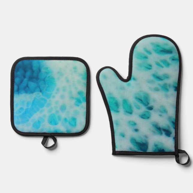 Blue Crush - Abstract Coastal Artwork  Ofenhandschuh & Topflappen-Set (Vorderseite)