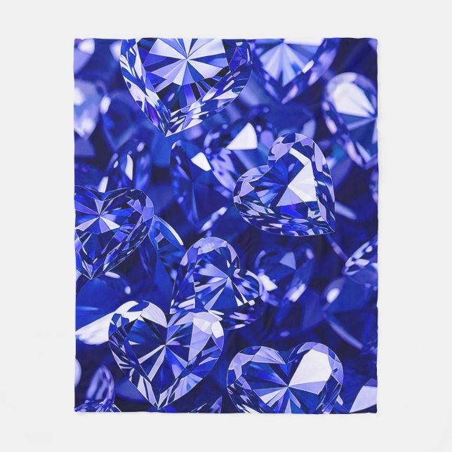 Blue Crystal Diamond Hearts Fleecedecke (Vorderseite)
