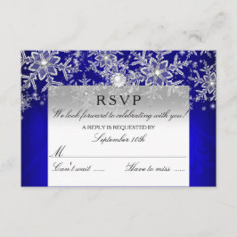Blue Crystal Pearl Snowflake Silver Winter UAWG RSVP Karte