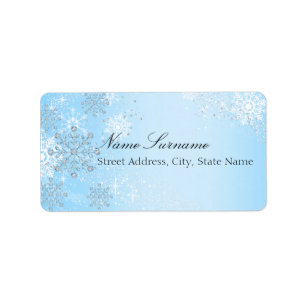 Blue Crystal Snowflake Weihnachtsadressen Labels Adressaufkleber