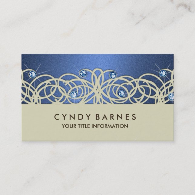 Blue Crystal und Lace Business Card Visitenkarte (Vorderseite)