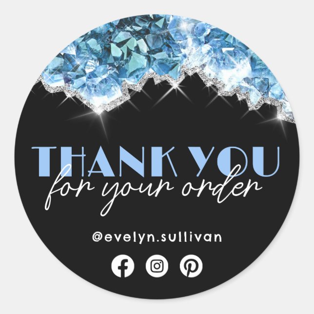Blue Crystals Vielen Dank Runder Aufkleber (Vorderseite)