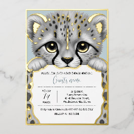 Blue Cub Baby Shower Folieneinladung