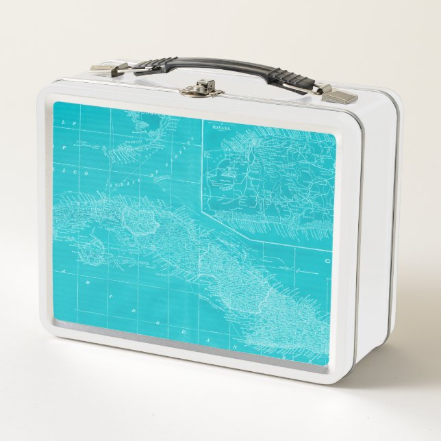 Blue Cuba Map Metall Lunch Box (Vorderseite)