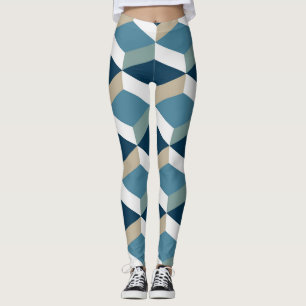 Blue Cubes: Geometrisches nahtloses Muster Leggings