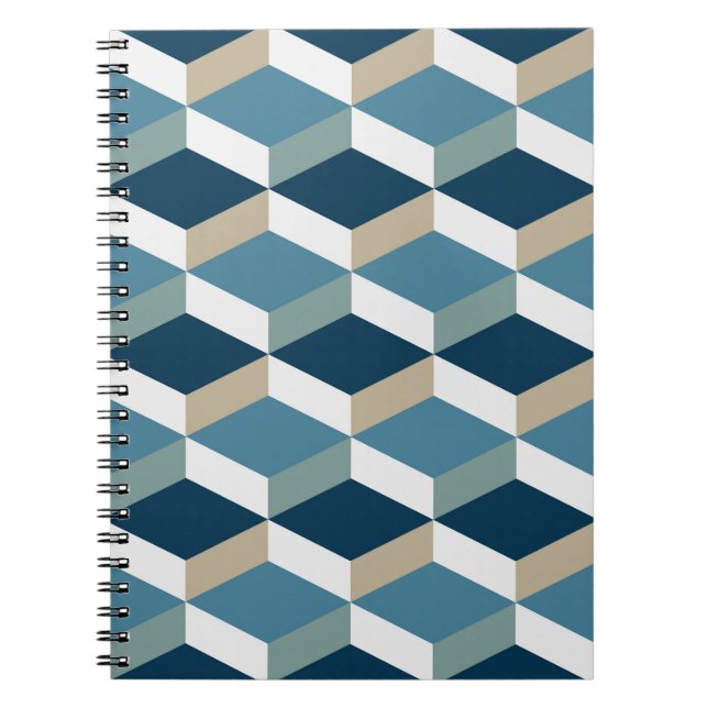 Blue Cubes: Geometrisches nahtloses Muster Notizblock (Vorderseite)