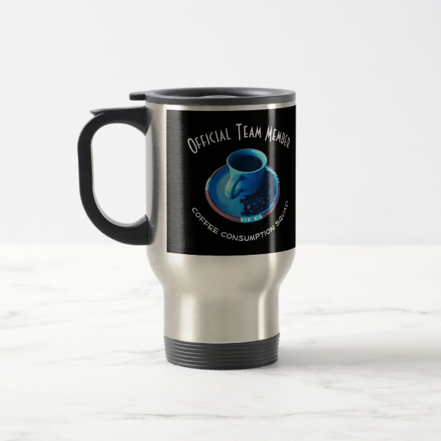 Blue Cup und Saucer | Coffee Lovers Team Custom Reisebecher (Links)