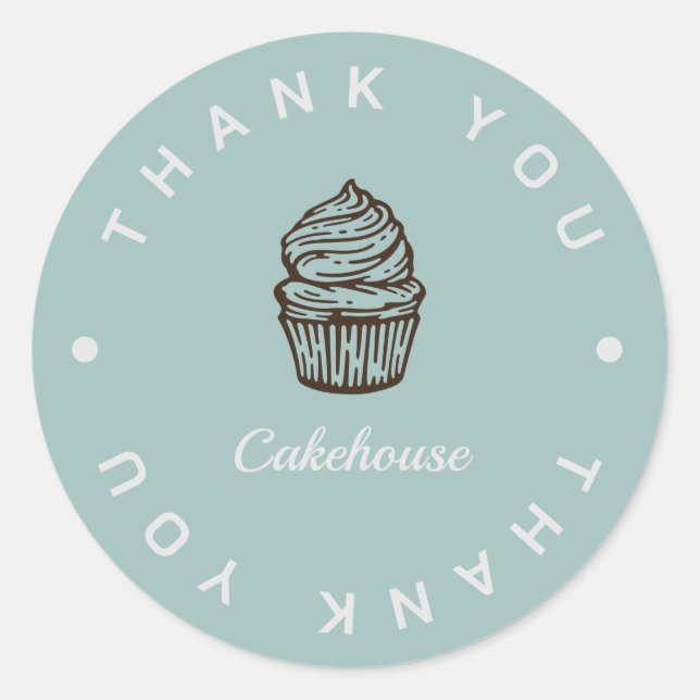 Blue Cupcake Bakery Business Vielen Dank Sticker (Vorderseite)