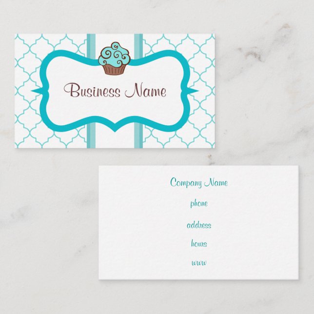Blue Cupcake Business Card Visitenkarte (Vorne/Hinten)