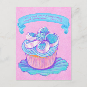 Blue Cupcake~Good Gift Scripte Postcard Postkarte