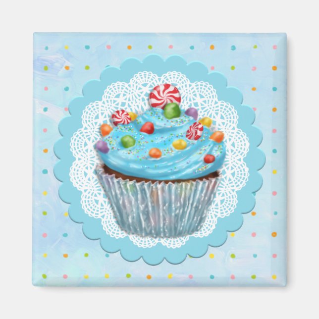 Blue Cupcake Magnet (Vorne)