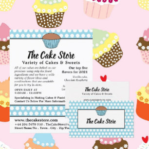 Blue Cupcake & Polka Dot, Cake Store Werbung Flyer
