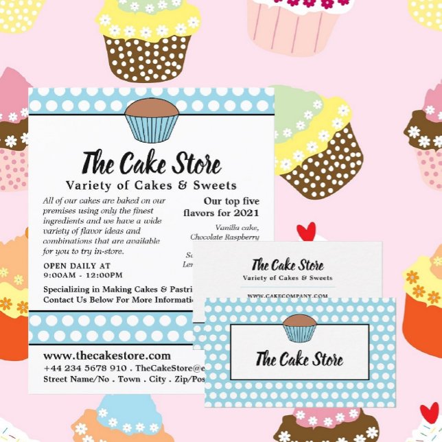 Blue Cupcake & Polka Dot, Cake Store Werbung Flyer (Von Creator hochgeladen)