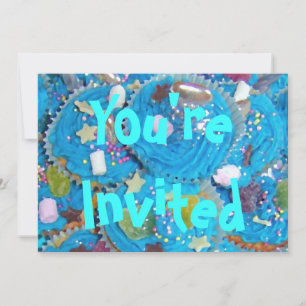 Blue Cupcakes Einladung "You're Invited"