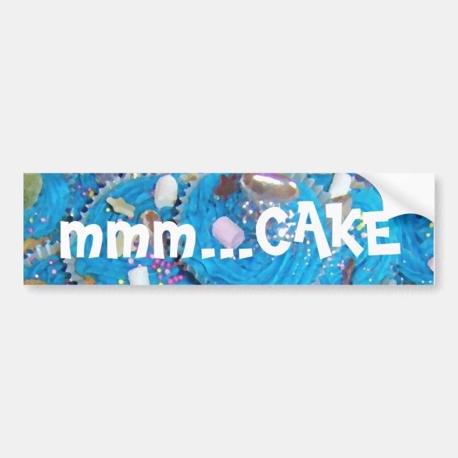Blue Cupcakes 'mmm.. cake' Autoaufkleber (Vorne)