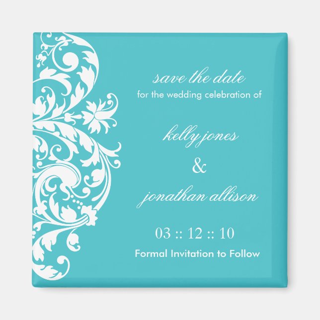 Blue Curacao Save the Date Wedding Magnet (Vorne)