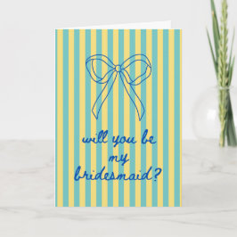 Blue Cursive + Aqua & Yellow Bridesmaid Proposal Karte