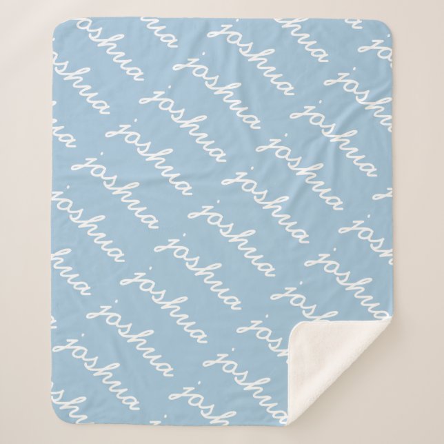 Blue Cursive Name Sherpa Blanket Sherpadecke (Vorderseite)