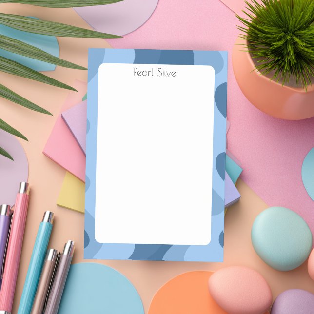 Blue Curves CUSTOM Chic Monogram Personalisiert Post-it Klebezettel (Blue Stripes Curves CUSTOM Chic Monogram Personalized Post-it Notes
)