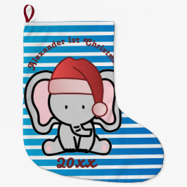 Blue Custom Baby Boy Name First Christmas 2022 Großer Weihnachtsstrumpf