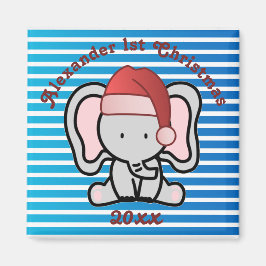 Blue Custom Baby Boy Name First Christmas 2022 Magnet